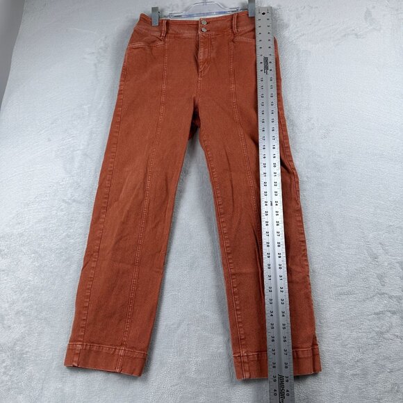 Ann Taylor Straight Leg Jeans High Rise Womens Size 8 Pintuck High Waist Orange - Picture 11 of 12